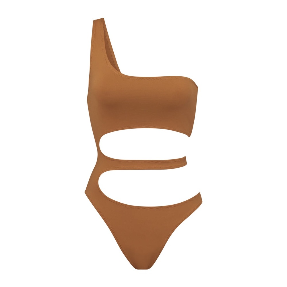 SKIMS SWIM ONE SHOULDER MONOKINI in Almond NEW
